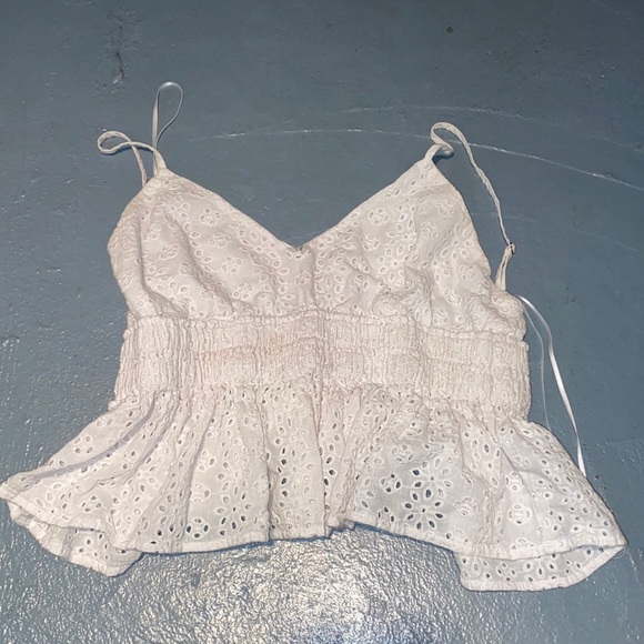 PacSun Cotton Candy LA White Eyelet Peplum Top - Picture 2 of 5
